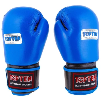 Боксерские перчатки TopTen, кожа, 12oz, синий