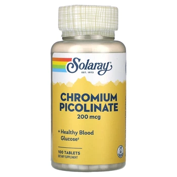 Хром пиколинат 200 мкг Solaray Chromium Picolinate для снижения аппетита и похудения 100 таблеток