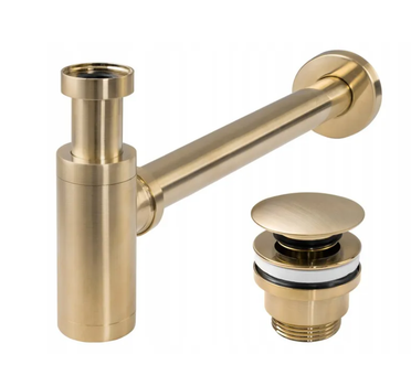 Сифон для раковини REA BRUSHED GOLD універсальний + CLICK-CLACK