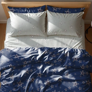 Комплект постельного белья Zastelli Полуторный 145 х 210 см Stars on blue and grey бязь (2500000994418)