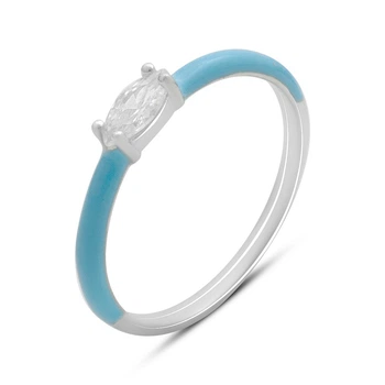 Серебряное кольцо с фианитами, емаллю, вес изделия 1,16 гр (60002234)