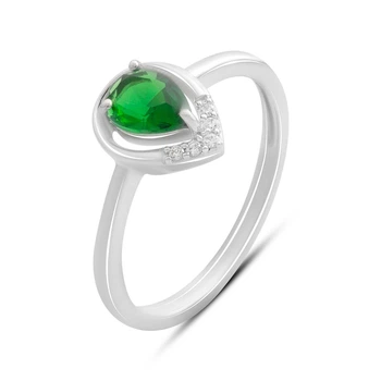 Серебряное кольцо с изумрудом nano 0.605ct, вес изделия 2,07 гр (2192213)
