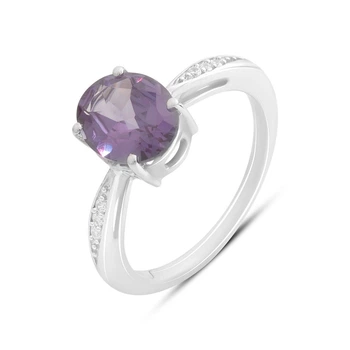 Серебряное кольцо с александритом, фианитами, вес изделия 2,95 гр (2187615)