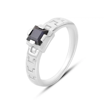 Срібна каблучка з натуральним сапфіром 0.75ct, вага виробу 2,76 гр (2168768)