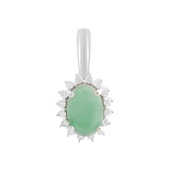 Серебряная подвеска с изумрудом, фианитами (2188087)