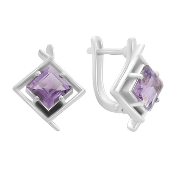Серебряные серьги с натуральным аметистом 2.942ct (2189329)