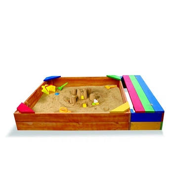 Детская деревянная песочница SportBaby Песочница-6 с крышкой и сиденьями 145х145х30 см (SB-2070)
