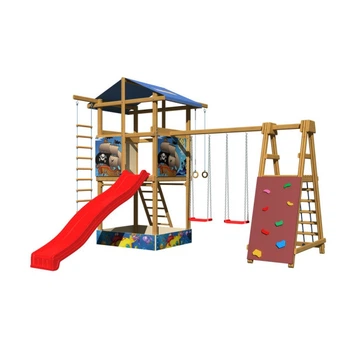 Дитячий майданчик SportBaby-9 з гойдалками, гіркою та скеледромом (SB-1874)