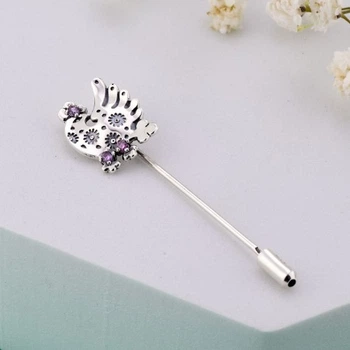Брошь-иголка серебряная Дивоптах Amethyst 925