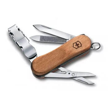 Ніж Victorinox NailClip Wood 580 для догляду за нігтями та дрібних завдань із коричневим дерев'яним оздобленням