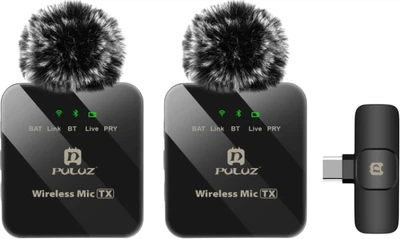Mikrofon bezprzewodowy Puluz Lavalier do telefonu z odbiornikiem typu C i dwoma mikrofonami (PU648B)