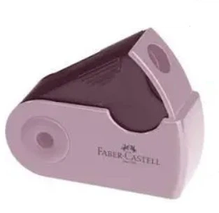 Чинка пластик. Faber-Castell 182774 Sleeve mini Harmony, з контейнером, у чохлі (пудрово-рожева, небесно-блакитна, чорна) (12) /182774/