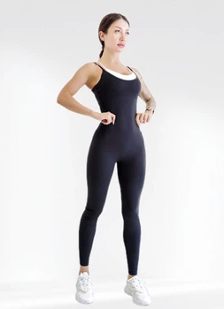 Спортивный комбинезон женский LILAFIT для гимнастики йоги фитнеса черный с белым размер S (LFJ000057)
