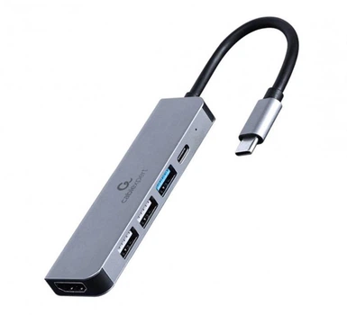 Док-станція Cablexpert USB-C 5-в-1 (A-CM-COMBO5-03) USB/HDMI/PD ( Сірий ) 14759