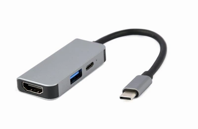 Док-станція Cablexpert USB-C 3-в-1 (A-CM-COMBO3-02) USB/HDMI/PD ( Сірий ) 27655