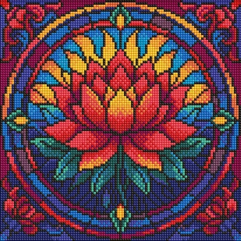 Набір алмазної мозаїки Ideyka Вітраж. Лотос 30 x 30 см (4823104381358)