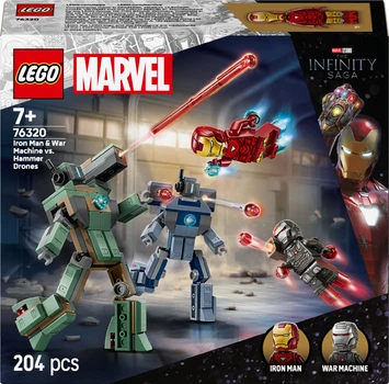 Конструктор LEGO Super Heroes Marvel Залізна людина та Бойова Машина проти Хаммер Дронів 204 деталі (76320)