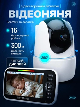Видеоняня радионяня радио няни видео няни беспроводная цифровая с экраном с камерой двусторонняя связь ночное видение датчик температуры видеонаблюдение для новорожденных для ребенка портативный дисплей Baby Monitor SM-650