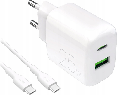Ładowarka sieciowa Puro PROLITE 25W USB-A - USB-C z kablem USB-C 1.2m White (8018417498664)