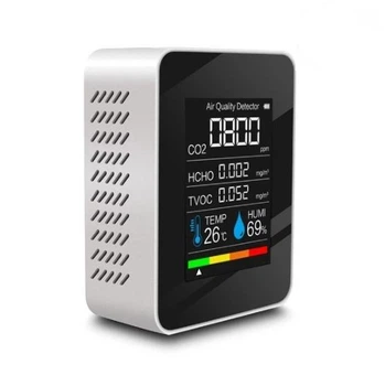 Детектор качества воздуха 5-в-1 с датчиком CO₂, TVOC, HCHO, температуры и влажности