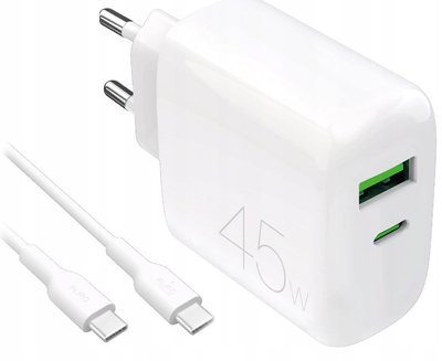 Мережевий зарядний пристрій Puro PROLITE Daily 45W USB-A - USB-C with cable USB-C 1.2m White (8018417498688)