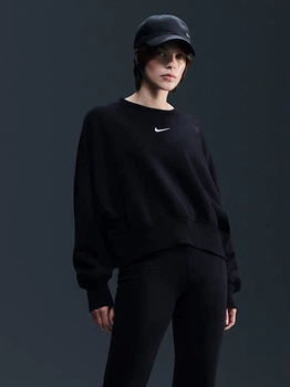 Свитшот на флисе оверсайз женский Nike W Nsw Phnx Flc Oos Crew DQ5761-010 M Черный (0196149285481)