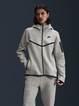 Толстовка на молнии на флисе с капюшоном женская Nike W Nsw Tch Flc Wr Fz Hdy 2 HV6747-063 S Серая (0197860227811)