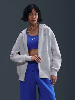Толстовка на блискавці на флісі з капюшоном оверсайз жіноча Nike W Nsw Phnx Flc Fz Os Hoodie DQ5758-051 XL Сіра (0198481268054)