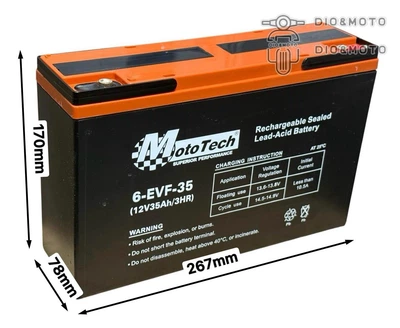 Акумулятор AGM 12V 35AH/3HR 267-78-170mm 6-EVF-35 тяговий "MotoTech"