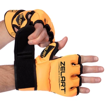 Перчатки для смешанных единоборств MMA PU Zelart BO-5699 Размер XS Оранжевый