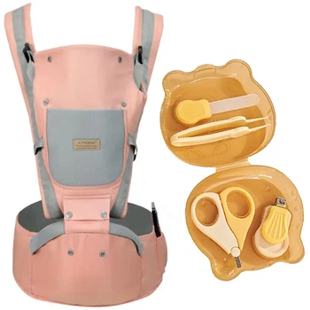Хипсит Эрго-рюкзак Baby Carrier розовый и Набор маникюрный 4 предмета в футляре Мишка желтый n-13144