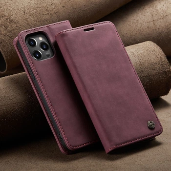 Чехол-книжка CaseMe из нубука для iPhone 11 Pro Бордовый