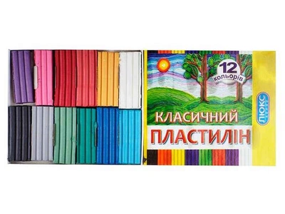 Пластилiн ЛЮКС КОЛОР 12 кольорів КЛАСИЧНИЙ у пеналі арт. ПО-47182