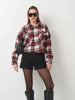 Рубашка хлопковая утепленная оверсайз женская Forstime 187125 L/XL Красная (2200004951607)
