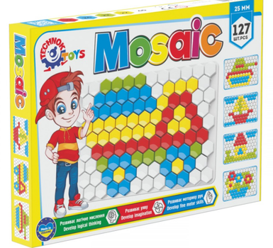 Мозаика для малышей 3 ТехноК арт. 0908, 127 элементов, развивающая игра 3+, крупные фишки 25 мм