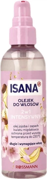 Термозахисна олійка для волосся з квітами мигдалю та жожоба isana Olejek do włosów, 2w1, intensywny 100 мл