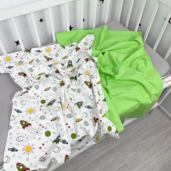 Комплект непромокаемых пеленок 95х75 см 2 шт Oh My Kids "Rockets"