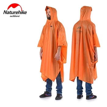 Дощовик пончо плащ-намет накидка від дощу на рюкзак Naturehike 20D nylon Silicone розмір S-M-L 230 х 140 см помаранчевий