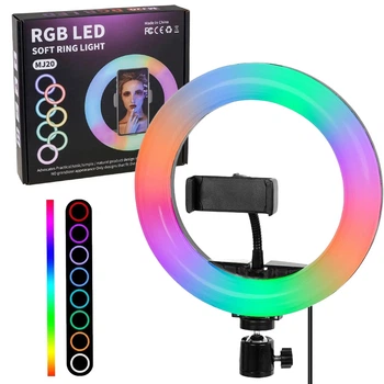 Кольцевая RGB лампа 20 см от USB с держателем для телефона MJ20 с режимами подсветки и регулировкой яркости