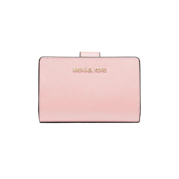 Женский кожаный кошелек MICHAEL KORS Medium Crossgrain, розовый (пудровый)