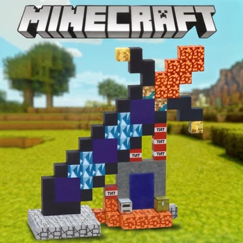 Магнитный конструктор minecraft Magnetic Cube 128 деталей кубики конструкторы для взрослых и детей майнкрафт огромный меч
