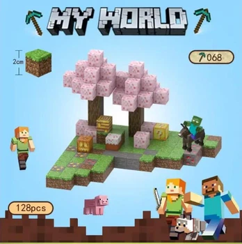 Магнитный конструктор minecraft Magnetic Cube 128 деталей кубики конструкторы для взрослых и детей майнкрафт вечеринка с сакурами