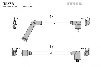 Комплект кабелів запалювання Tesla (T837B)