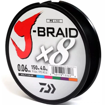 Шнур Daiwa J-Braid X8 150м Multi Color 4.0kg 0.06mm #0.6 12755-006
