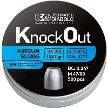 Кулі пневматичні JSB Diabolo Knock Out Slugs MK3 кал. 4,5 мм 0,650 г 500 шт/уп (14530616) 30987