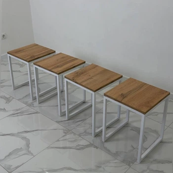 Табурет для кухни MebliRoMax LOFT Дуб Крафт Золотой / Белый (000087578)