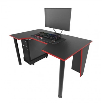 Геймерский игровой стол ZEUS™ GAMER-2 черный с красной кромкой