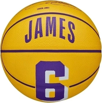 Баскетбольный мяч Wilson NBA PLAYER ICON MINI LEBRON JAMES желто-фиолетовый WZ4007201XB3 Размер EU: 3