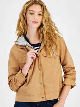 Куртка демісезонна коротка з капюшоном жіноча Tommy Hilfiger 694153812 L Коричнева (1159840813)