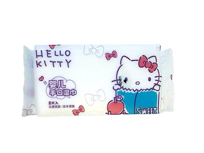 Влажные мини салфетки Sanrio «Хелло Китти», без спирта и запаха, 8 шт.